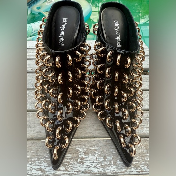 Jeffrey Campbell Patient Leather PIERCING Mules Women’s Size 6 - Picture 3 of 11